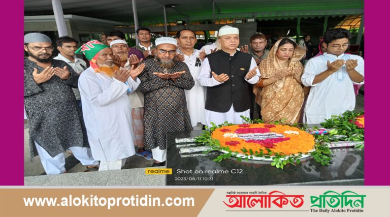 বঙ্গবন্ধুর প্রতিকৃতিতে পিপলস এইড ইন্টাঃ ইউকে চেয়ারম্যানের শ্রদ্ধা