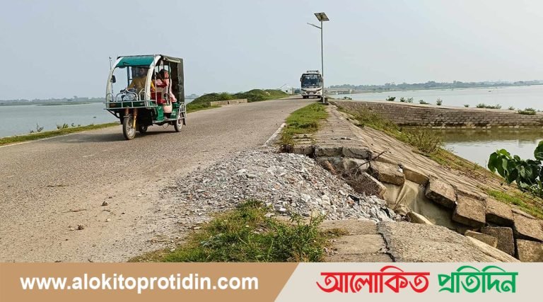 নির্মাণের ৩ বছরেই ভাঙনের কবলে রাষ্ট্রপতি আবদুল হামিদ সড়ক