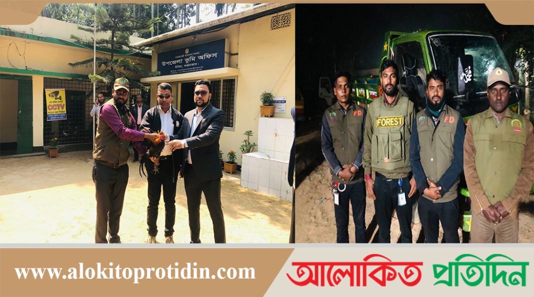 বনবিভাগের অভিযানে অবৈধ ডাম্পার জব্দ ও বন মোরগ উদ্ধারপূর্বক অবমুক্ত 