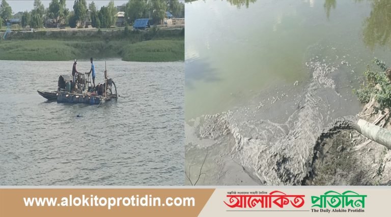 সাতক্ষীরায় নদীর ভূগর্ভস্থ থেকে বালু উত্তোলন : প্রশাসনের ভূমিকা প্রশ্নবিদ্ধ 