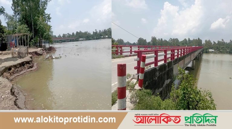 তীব্র নদী ভাঙন : হুমকির মুখে দেওয়ানগঞ্জের সানন্দবাড়ী সেতু
