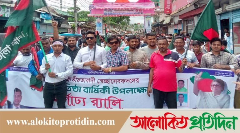 জাতীয়তাবাদী স্বেচ্ছাসেবক দলের প্রতিষ্ঠাবার্ষিকী উপলক্ষে বোরহানউদ্দিনে বর্নাঢ্য র‍্যালী ও আলোচনা সভা