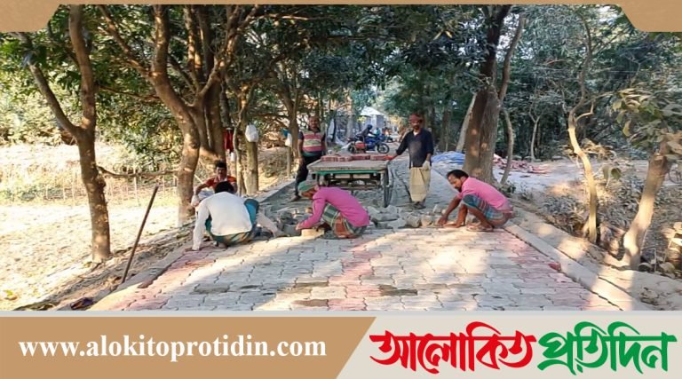 মানিকগঞ্জে নিম্নমানের সামগ্রীতে ইউনি ব্লকের রাস্তা নির্মাণের অভিযোগ 