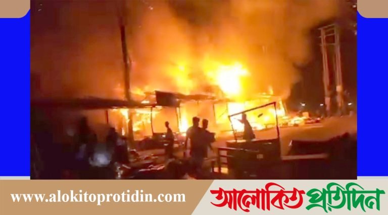 নোয়াখালীতে চুলার আগুনে ১৬ দোকান পুড়ে ছাই