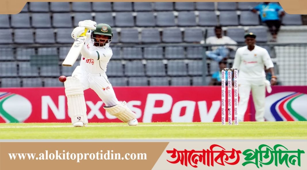 ২৫ রানে পিছিয়ে থেকে দ্বিতীয় দিন শেষ করল বাংলাদেশ