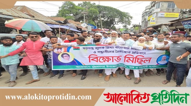 মিথ্যা মামলা স'ন্ত্রা'স ও নৈ'রাজ্যের প্রতি'বাদে মুরাদনগর বিএনপি'র বিক্ষো'ভ মিছিল