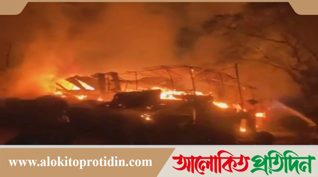 নোয়াখালীতে আগুনে পুড়ল ১১টি দোকান ও ১টি কারখানা