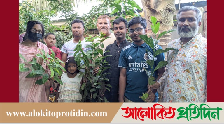 নকলায় জনসচেতনতা সৃষ্টিতে জন্মদিনে পরিবেশ বান্ধব গাছের চারা উপহার