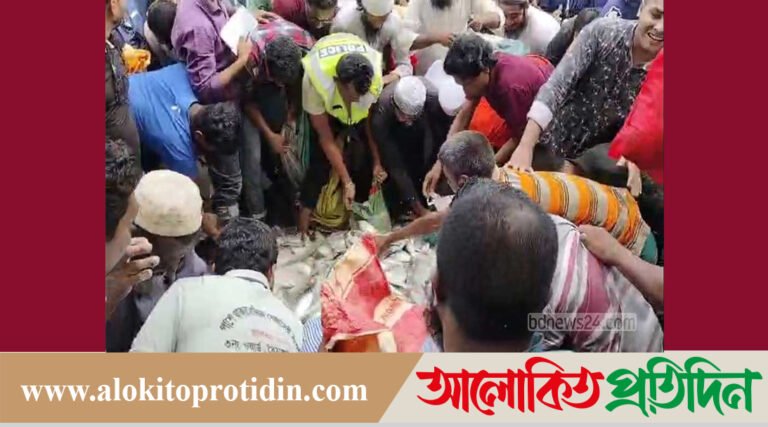 আমতলীতে ১৫ শ কেজি জাটকা আটক, এতিম খানায় বিতরণের সময় থানা চত্বরে মাছ লুট
