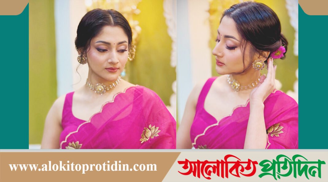 ‘লাবণ্যের ছোঁয়াতে’ নিজেকে রাঙালেন চিত্রনায়িকা পূজা চেরি