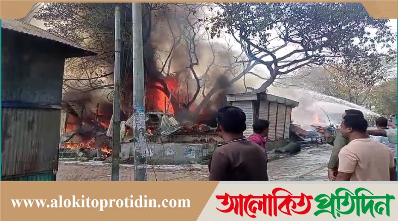 হরিরামপুরে অগ্নিকাণ্ড ডিজেল তেলের দোকান থেকে আগুনের সূত্রপাত, পুড়ল ১৪ দোকান,আহত-১