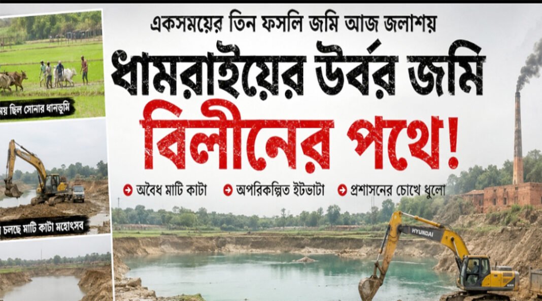 ধামরাইয়ে মাটি খেকো ও ইটভাটার দৌরাত্ম্যে বিলীন হচ্ছে কৃষি ভূমি!